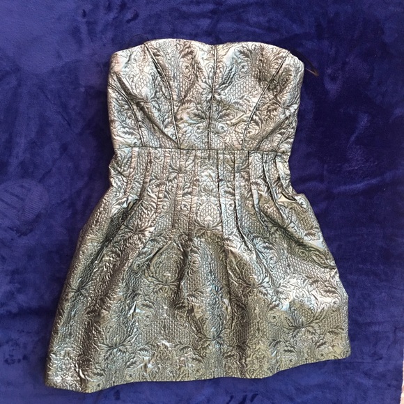 TIBI Metallic Jacquard Strapless Dress - Picture 2 of 8